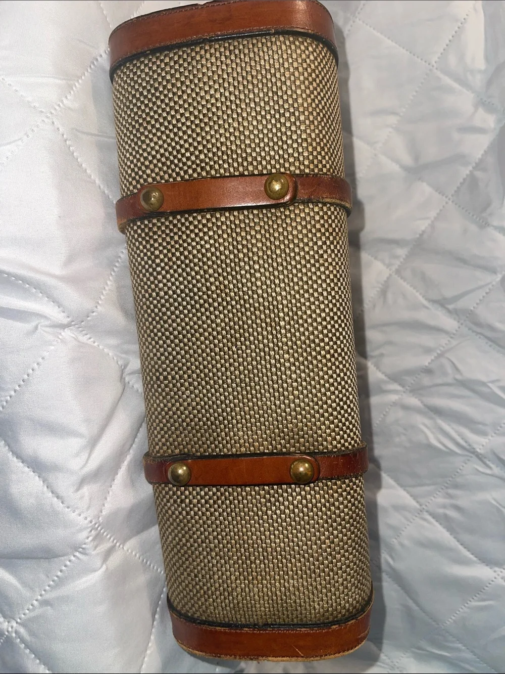 Vintage John Romaine Pocketbook purse Dr. Bag Tweed and Leather